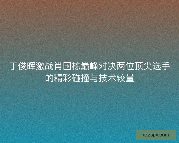 丁俊晖激战肖国栋巅峰对决两位顶尖选手的精彩碰撞与技术较量